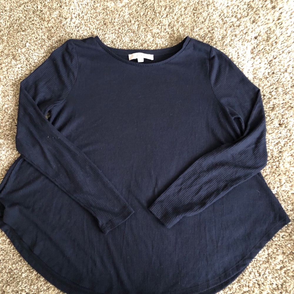 Loft loose fitting shirt navy blue ribbed!